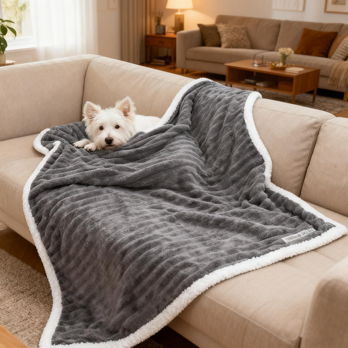 Waterproof Dog Blanket Soft Pet Cat Blanket 40x30 in Cream