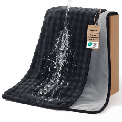 Bedsure Soft Bubble Waterproof Blanket for Couch Black/Grey 50"x60"