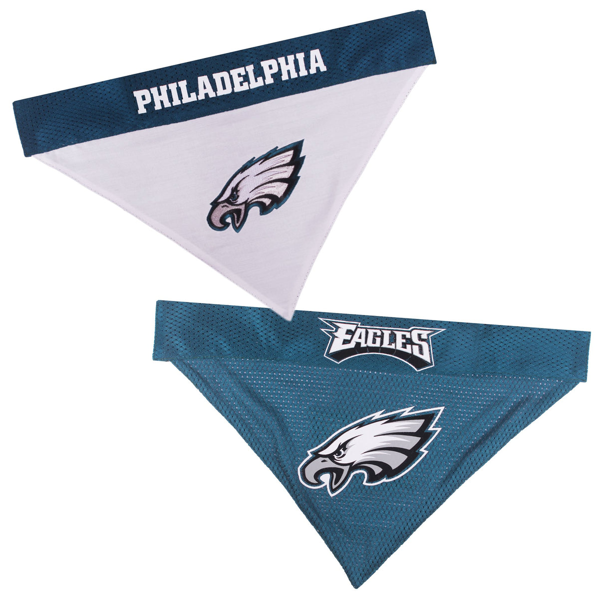 Pets First NFL DOG BANDANA - PHILADELPHIA EAGLES REVERSIBLE PET BANDANA. 2 Sided Sports Bandana with a PREMIUM Embroidery TEAM LOGO, Small/Medium. - 2 Sizes & 32 NFL Teams available, PHL-3217-S-M