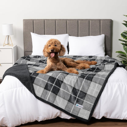 PetAmi Waterproof Dog Blanket for Large Dog Cat Pet, 60x80, Grey Sherpa