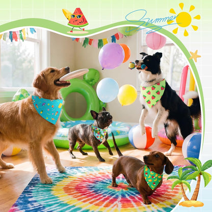 Abbylike 100 Pcs Summer Hawaiian Dog Bandanas Bulk, Tropical Fruits