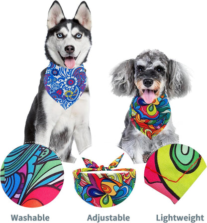 Paisley Dog Bandanas Bulk for Medium Dogs Sewn Edge 7 Pack M