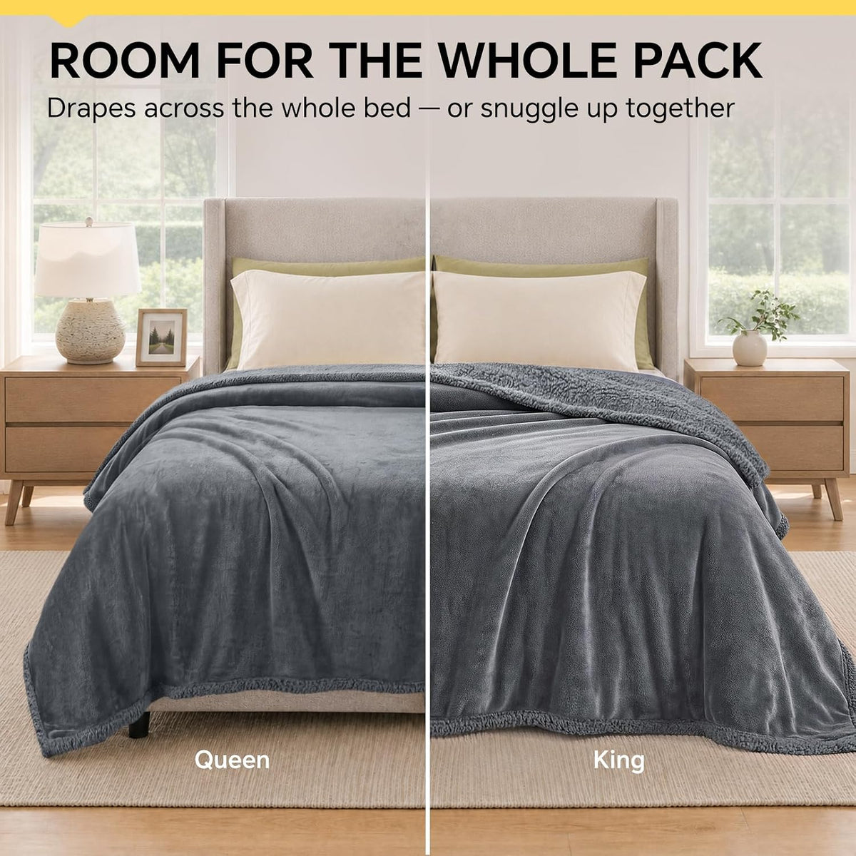 Luciphia Waterproof Blanket for Large Dog, Reversible Sherpa Bed Cover