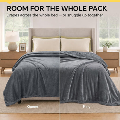 Luciphia Waterproof Blanket for Large Dog, Reversible Sherpa Bed Cover