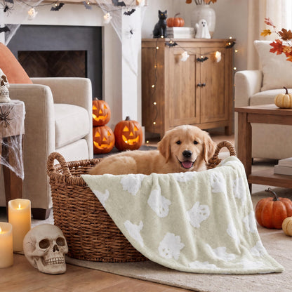 Horaldaily Black Ghost Shape 3D Textured Pets Blanket 30x40