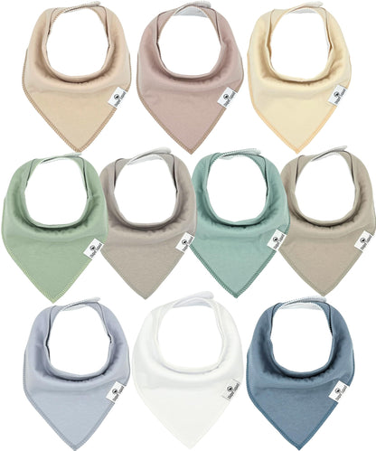 Diaper Squad 10-Pack Organic Cotton Baby Bibs for Baby Boy, Girl