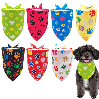 Paisley Dog Bandanas Bulk for Medium Dogs Sewn Edge 7 Pack M