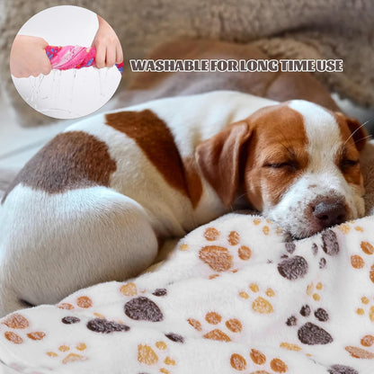 MCEAST 24 Pack Paw Print Plush Pet Blankets 24 x 16 Ultra-Soft & Cozy Small Dog Cat Bedding Mats with 12 Stylish Designs Machine Washable Multipurpose Fluffy Throw for Kennel, Sofa, Travel