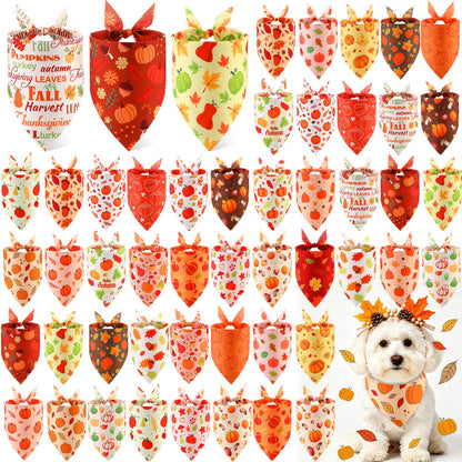 Abbylike 50 Pcs Halloween Dog Bandanas Bulk, Pumpkin Ghost Bat Skull