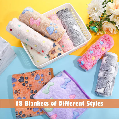 Chumia 18 Pcs Fleece Puppy Blanket for Dog Cat, 23 X 16 Inch, Sweet
