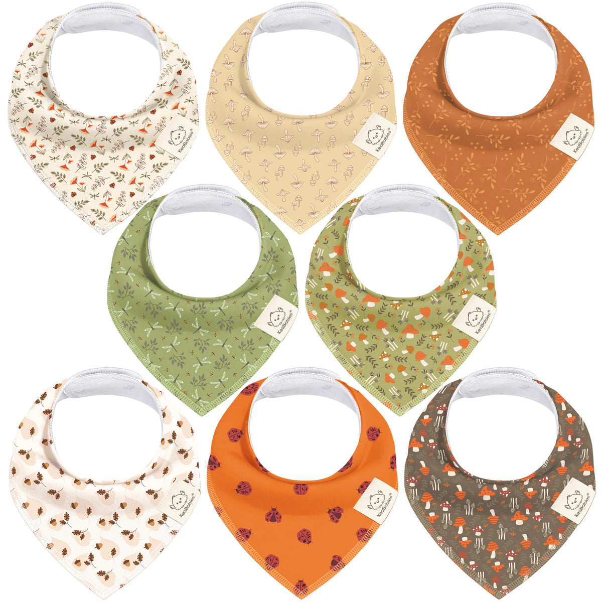 KeaBabies 8pk Organic Baby Bandana Bibs for Drooling Teething, Pets & Paws