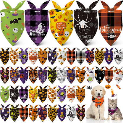 Sanwuta 60 Pcs Christmas Dog Bandanas Bulk Xmas Pet Bib Scarf, Santa Medium
