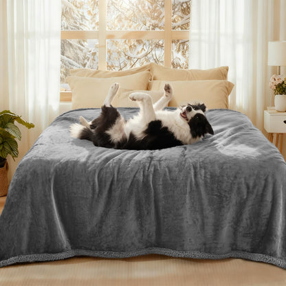 Luciphia Waterproof Bed Blanket Washable,Soft Sherpa Fleece Puppy Reversible Throw Blankets for Small Dog Cat, Furniture Cover Protector Couch Bed from Liquid Pee and Pet Fur, Black, 40" x 28"