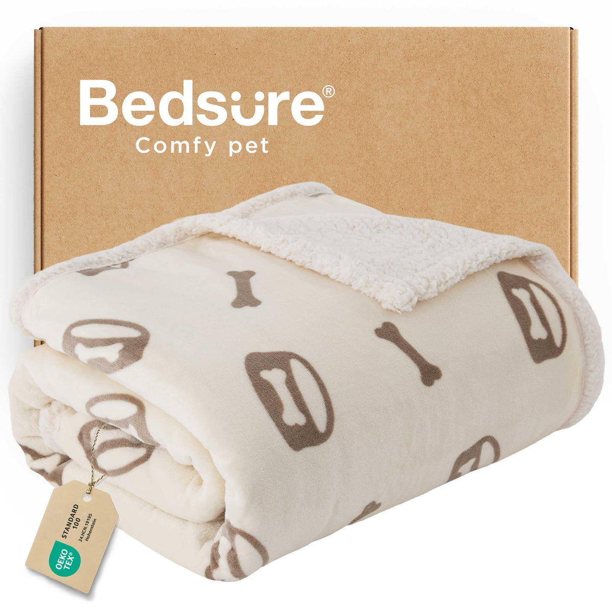 Bedsure Waterproof Dog Blankets for Large Dogs Sherpa Fleece Throw, 40X50