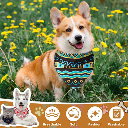 Reginary 72 Packs 4th of July Dog Bandanas Bulk America Flag Patriotic Pet Bandanas Triangle Scarf Bibs Adjustable Dogs Bandana for Pet Independence Day(Geometric Stripes Pattern)