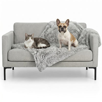 Furhaven Waterproof Throw Blanket for Dogs & Indoor Cats, Washable - Shaggy Plush Calming Long Faux Fur & Velvet Dog Blanket - Taupe, Medium