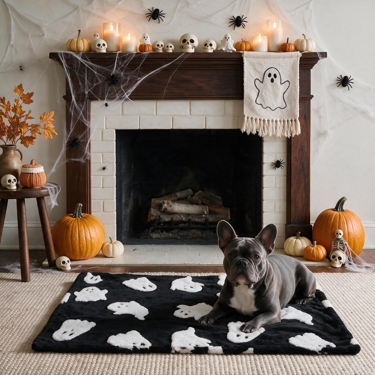 Horaldaily Black Ghost Shape 3D Textured Pets Blanket 30x40