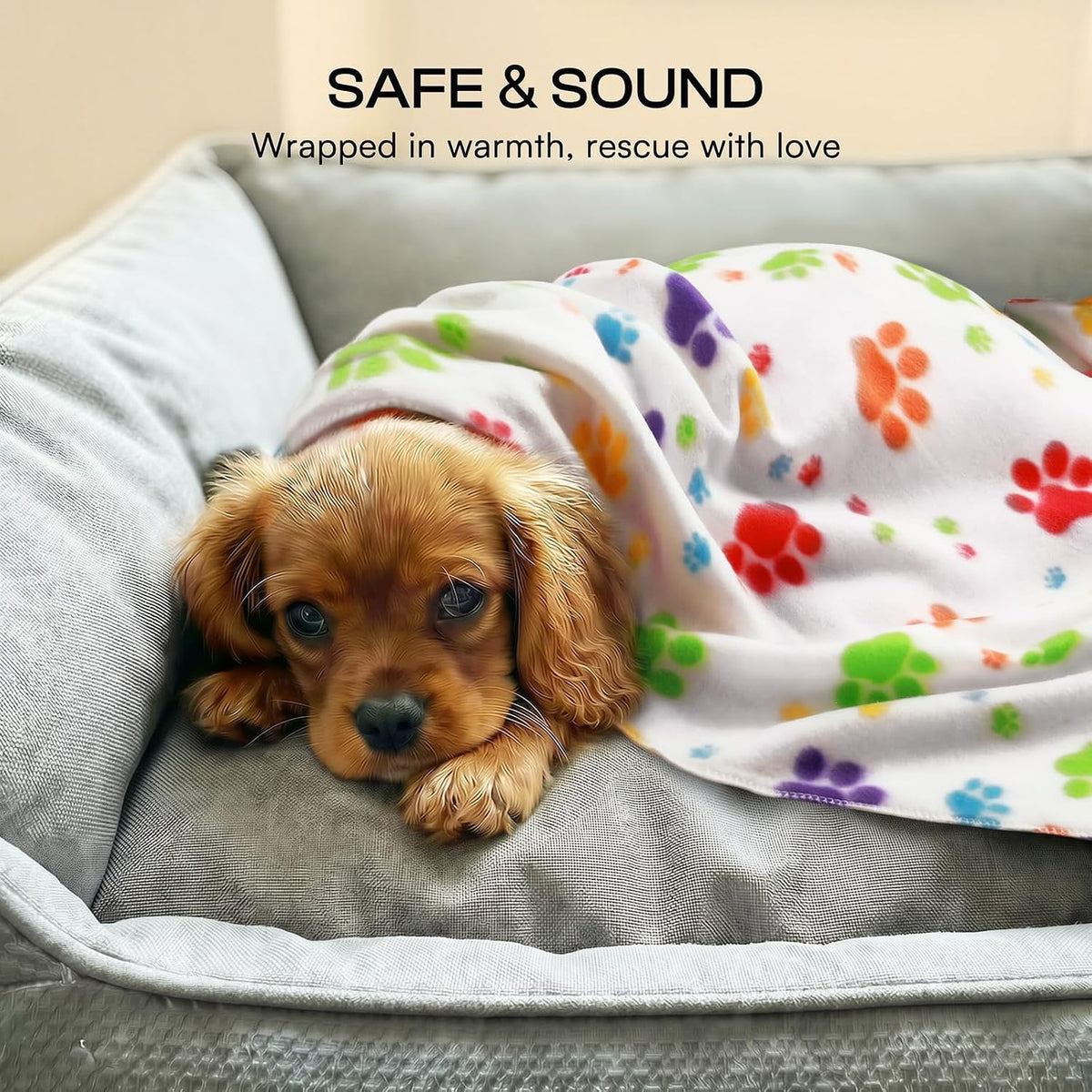 LINENLUX Fleece Dog Blankets 6-Pack, Soft Stretchy for Small Medium Puppy
