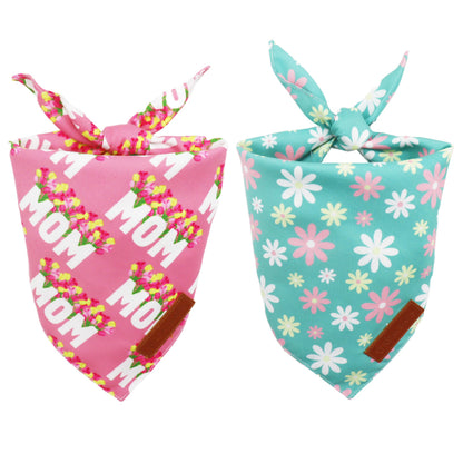 Realeaf Thanksgiving Dog Bandanas 2 Pack,Turkey Pumpkins Fall Stripe Pet Scarf for Boy and Girl, Premium Durable Fabric, Reversible Holiday Bandana for Medium and Large Dogs Pets