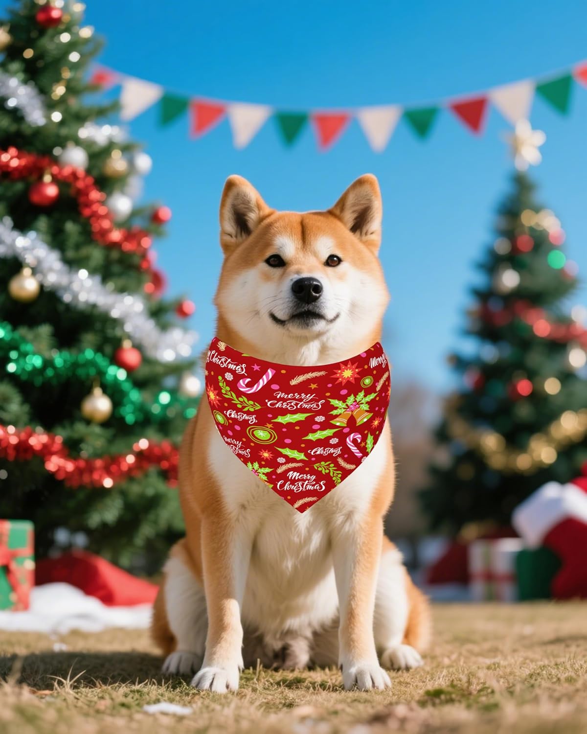 PET SHOW 100 Pack Christmas Dog Bandanas Bulk Seamless for Medium Dogs