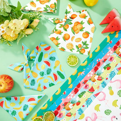 Abbylike 100 Pcs Summer Hawaiian Dog Bandanas Bulk, Tropical Fruits