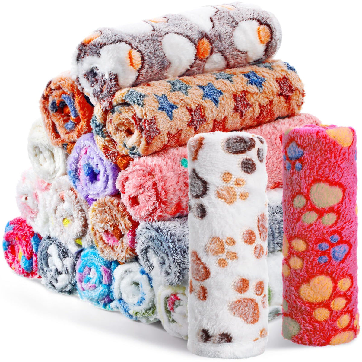 Chumia 18 Pcs Fleece Puppy Blanket for Dog Cat, 23 X 16 Inch, Sweet