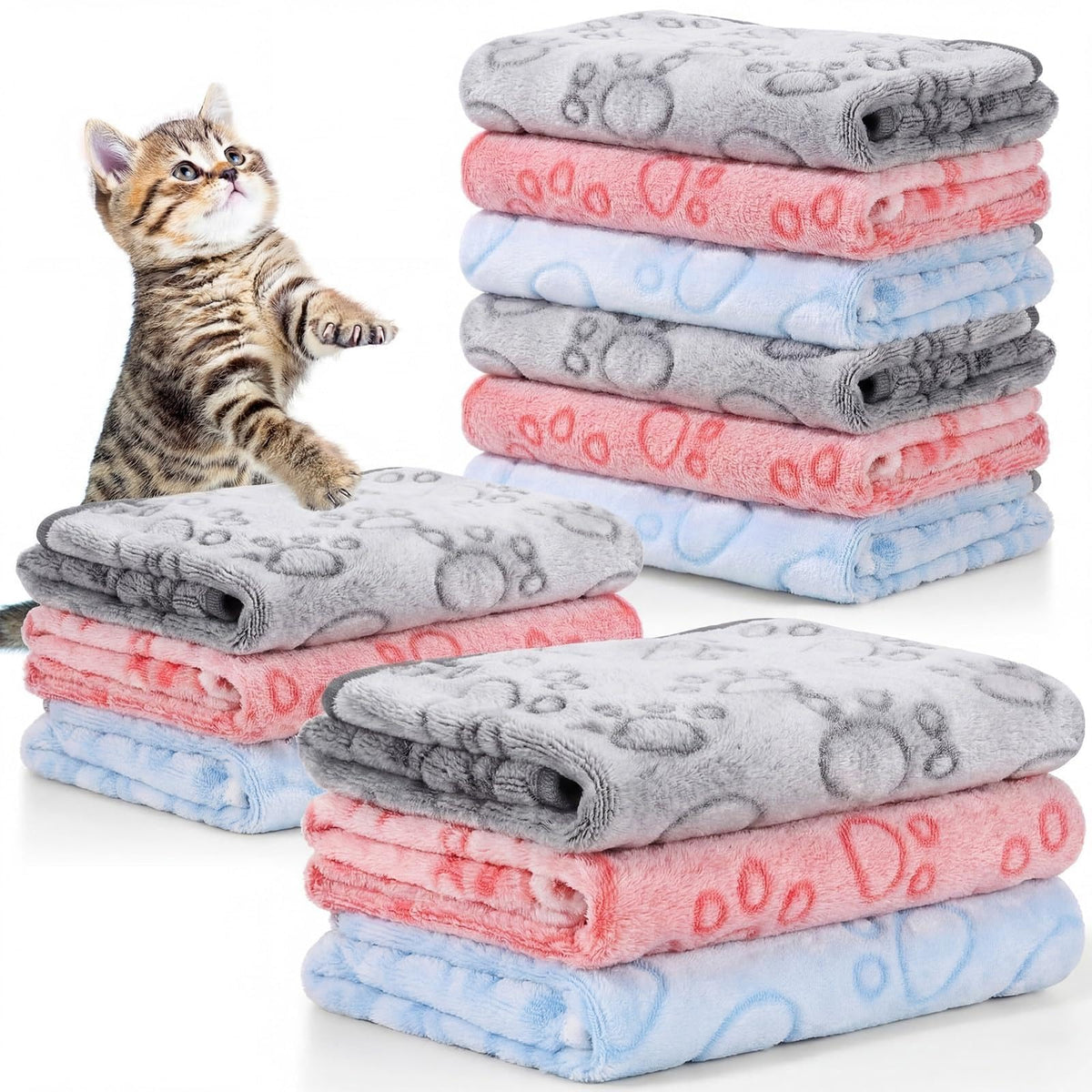 Tegeme 12 Pcs Puppy Blanket for Cat, 30 x 20 Inch White