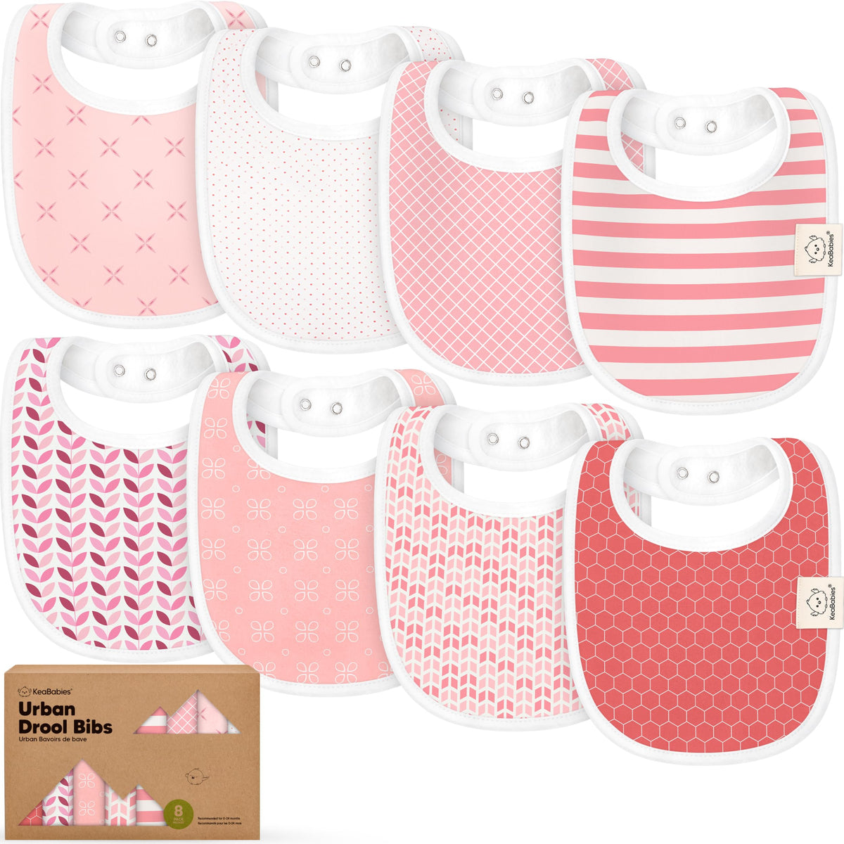 KeaBabies 8-Pack Organic Baby Bibs for Drooling and Teething (Pets & Paws)