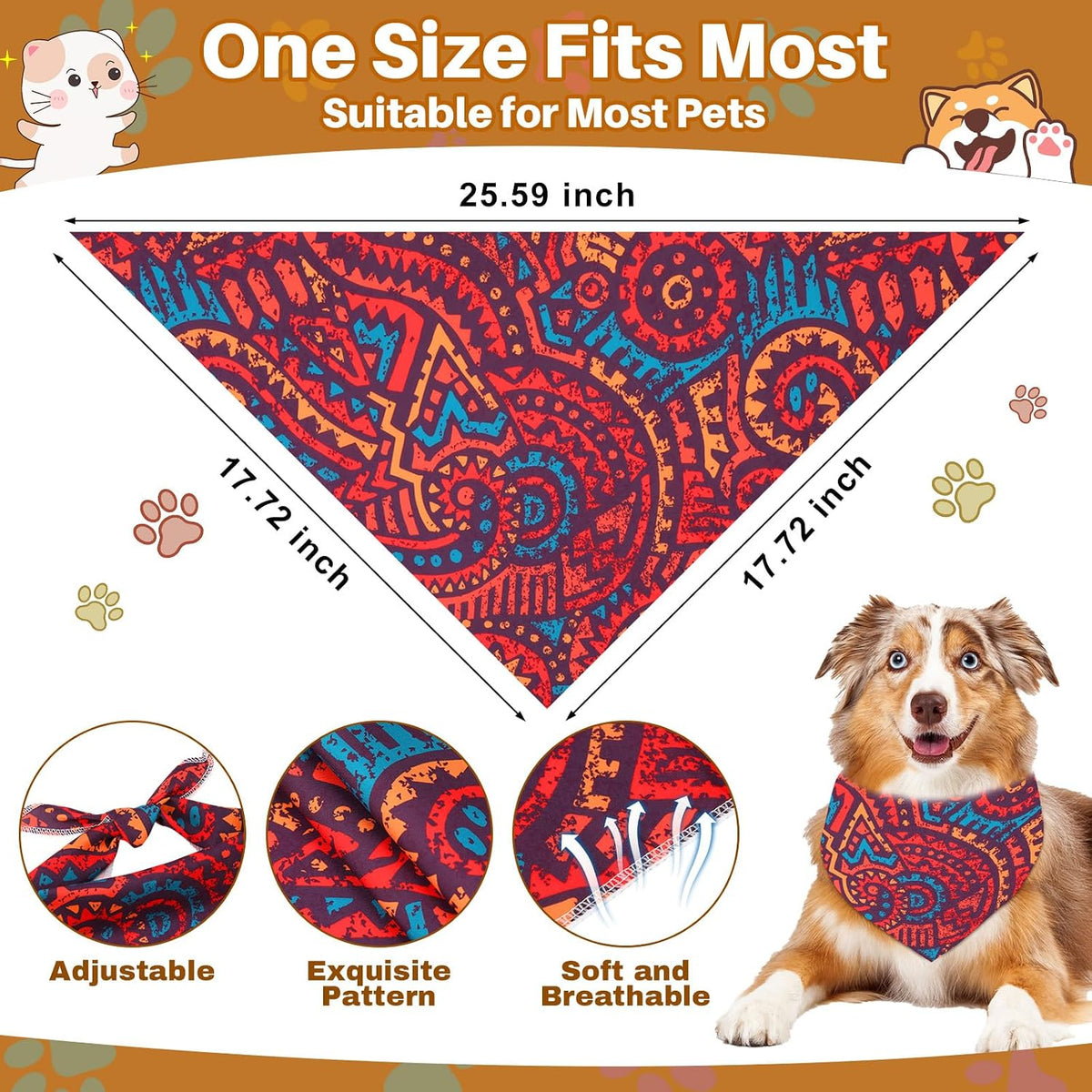 Reginary 72 Packs 4th of July Dog Bandanas Bulk America Flag Patriotic Pet Bandanas Triangle Scarf Bibs Adjustable Dogs Bandana for Pet Independence Day(Geometric Stripes Pattern)