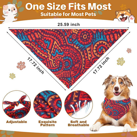 Reginary 72 Packs 4th of July Dog Bandanas Bulk America Flag Patriotic Pet Bandanas Triangle Scarf Bibs Adjustable Dogs Bandana for Pet Independence Day(Geometric Stripes Pattern)