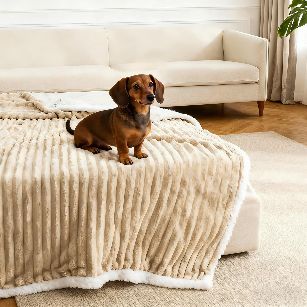 Waterproof Dog Blanket Soft Pet Cat Blanket 40x30 in Cream