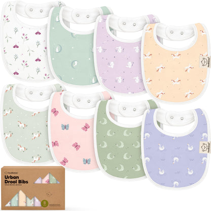 KeaBabies 8-Pack Organic Baby Bibs for Drooling and Teething (Pets & Paws)