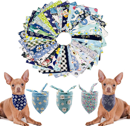 PET SHOW 50 Pack Boy Cotton Dog Bandanas Bulk for Small Dogs