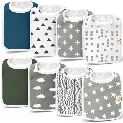 KeaBabies 8-Pack Organic Baby Bibs for Boys, Girls Drool Bibs (Dew)