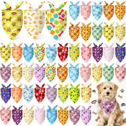 50 Pcs Fall Plaid Dog Bandanas Bulk Autumn Gingham Check Pattern