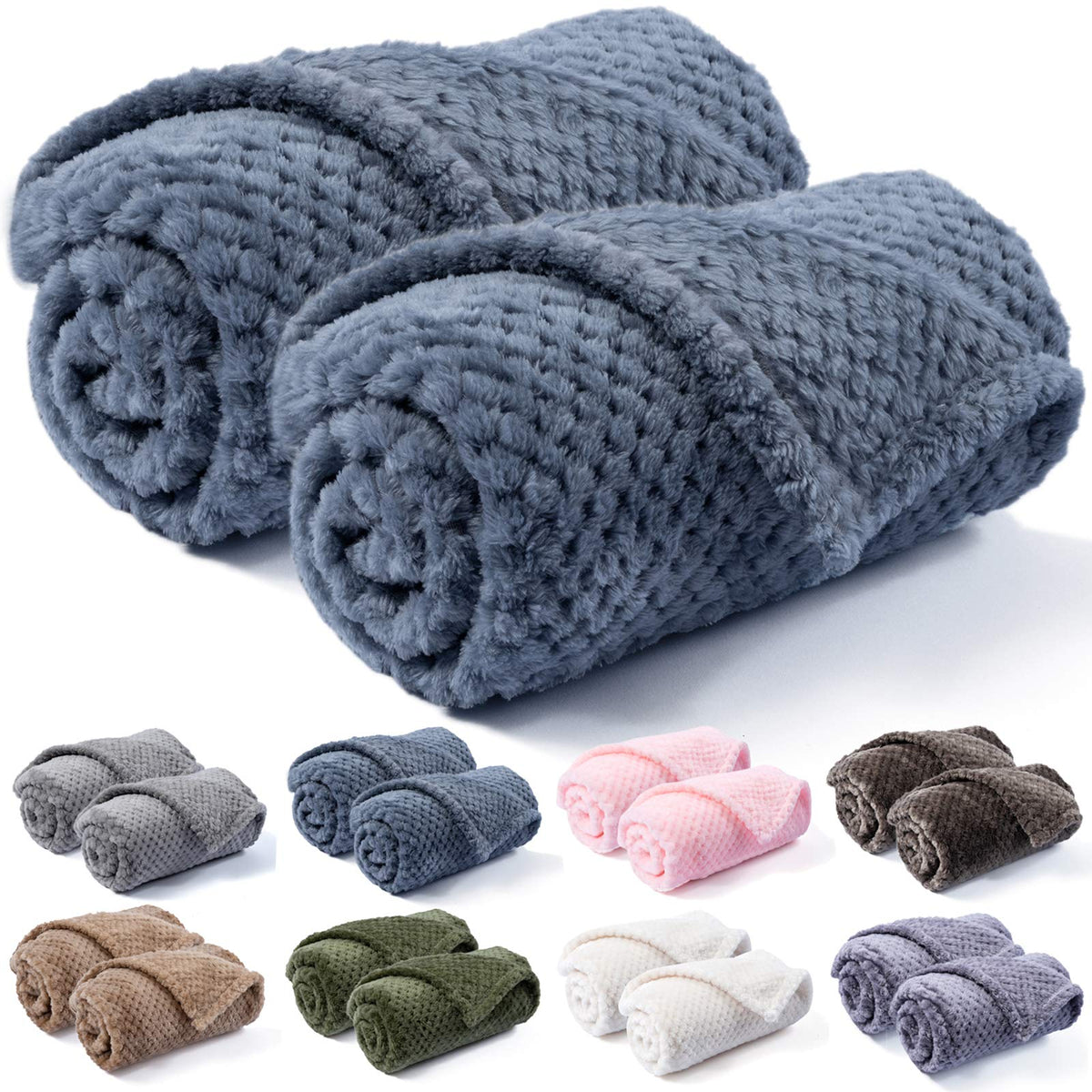 Warm Soft Fuzzy Dog or Cat Blanket, Plush Fleece Throws for Puppy, Kitten, Medium, Large Dogs - Blue (M/32" x 40")