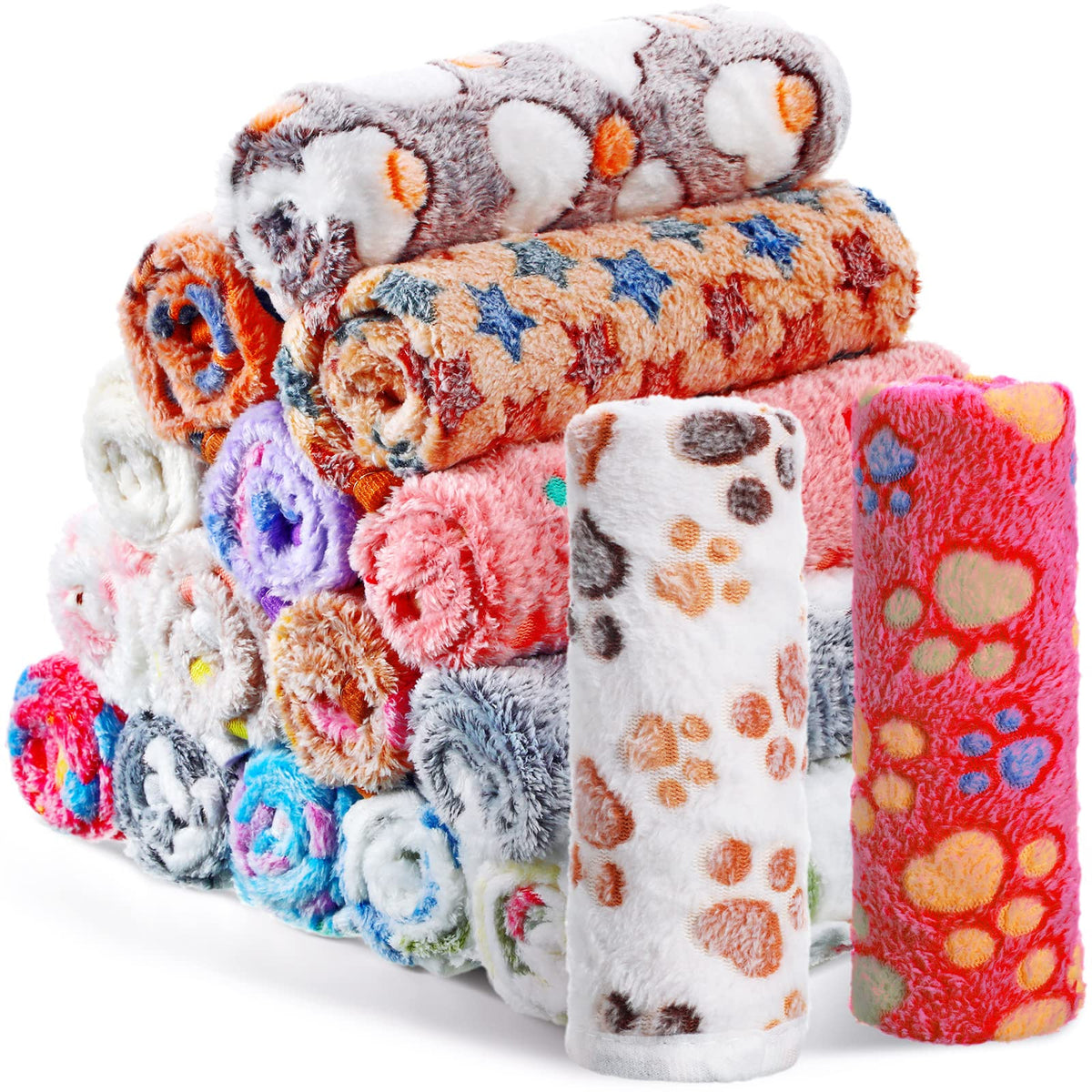 Chumia 18 Pcs Fleece Puppy Blanket for Dog Cat, 23 X 16 Inch, Sweet