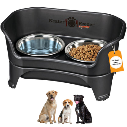 Neater Feeder Express Mess Proof Dog Bowls Elevated for Small Breeds under 15 Lb, Made in USA, No Spill Raised Dog Food Bowl Stand, Stainless Steel Food and Water Bowl Set, Feeding Station, Cappuccino