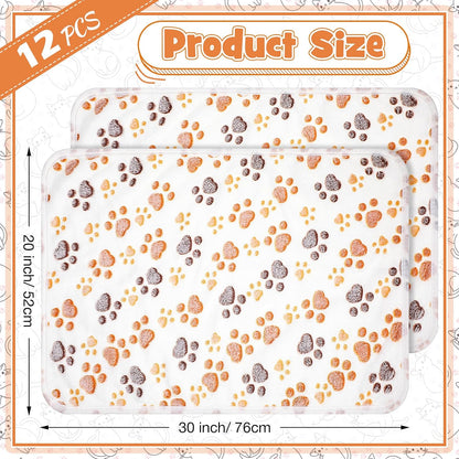 Tegeme 12 Pcs Puppy Blanket for Cat, 30 x 20 Inch White