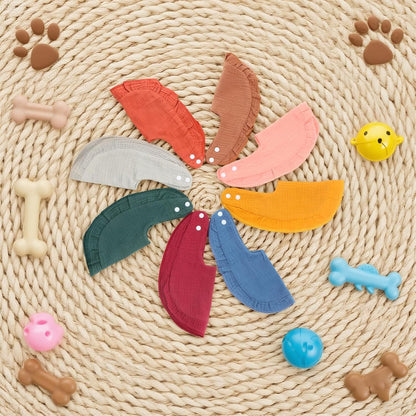 Shinylin 8 Pcs Muslin Cotton Square Bandanas Reversible Pet Bibs Scarf Pet Scarves with Two Snaps Apparel Accessories Kerchief for Small to Medium Puppy Cat(Classic Color)