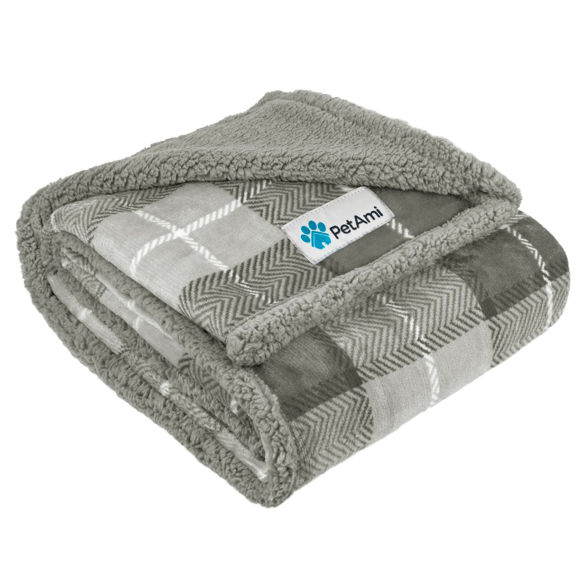 PetAmi Dog Blanket for Medium Small Pet Cat Puppy, 60x40, Plaid Dark Gray