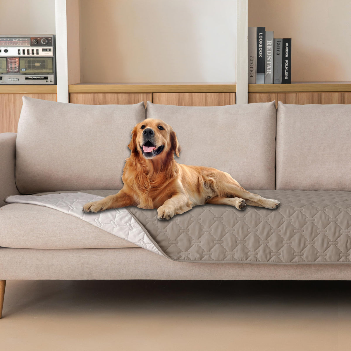 gogobunny Waterproof Pet Blanket for Bed, Washable Couch Cover for Dog Cat