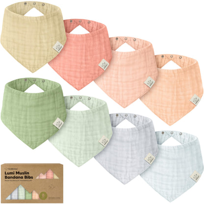 8-Pack Muslin Baby Bibs for Drooling, Teething Bandana Bibs 0-36M (Mirage)