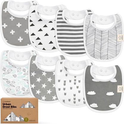 KeaBabies 8-Pack Organic Baby Bibs for Drooling and Teething (Pets & Paws)