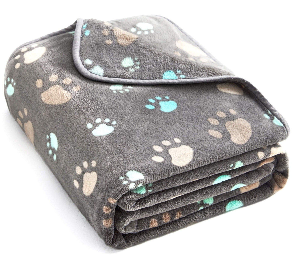 Allisandro 350 GSM-Super Soft and Premium Fuzzy Flannel Fleece Pet Dog Blanket, The Cute Print Design Washable Fluffy Blanket for Puppy Cat Kitten Indoor Outdoor, Grey, 40 x 32 Inches