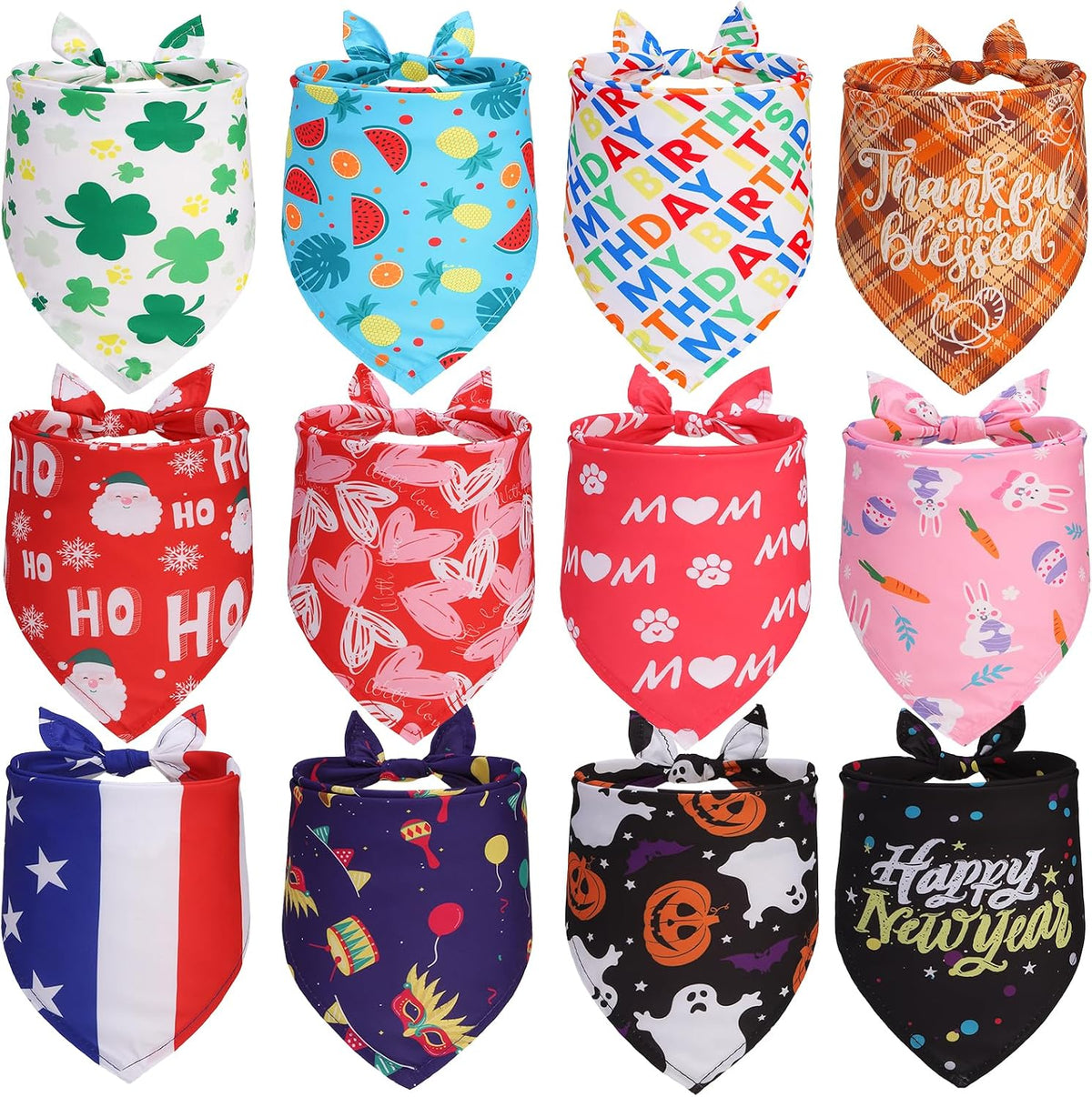EXPAWLORER Holiday Dog Bandanas Outfit Costumes for Whole Year, 12 Pack
