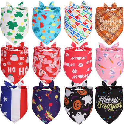 EXPAWLORER Holiday Dog Bandanas Outfit Costumes for Whole Year, 12 Pack