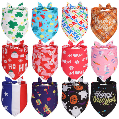 EXPAWLORER Holiday Dog Bandanas Outfit Costumes for Whole Year, 12 Pack