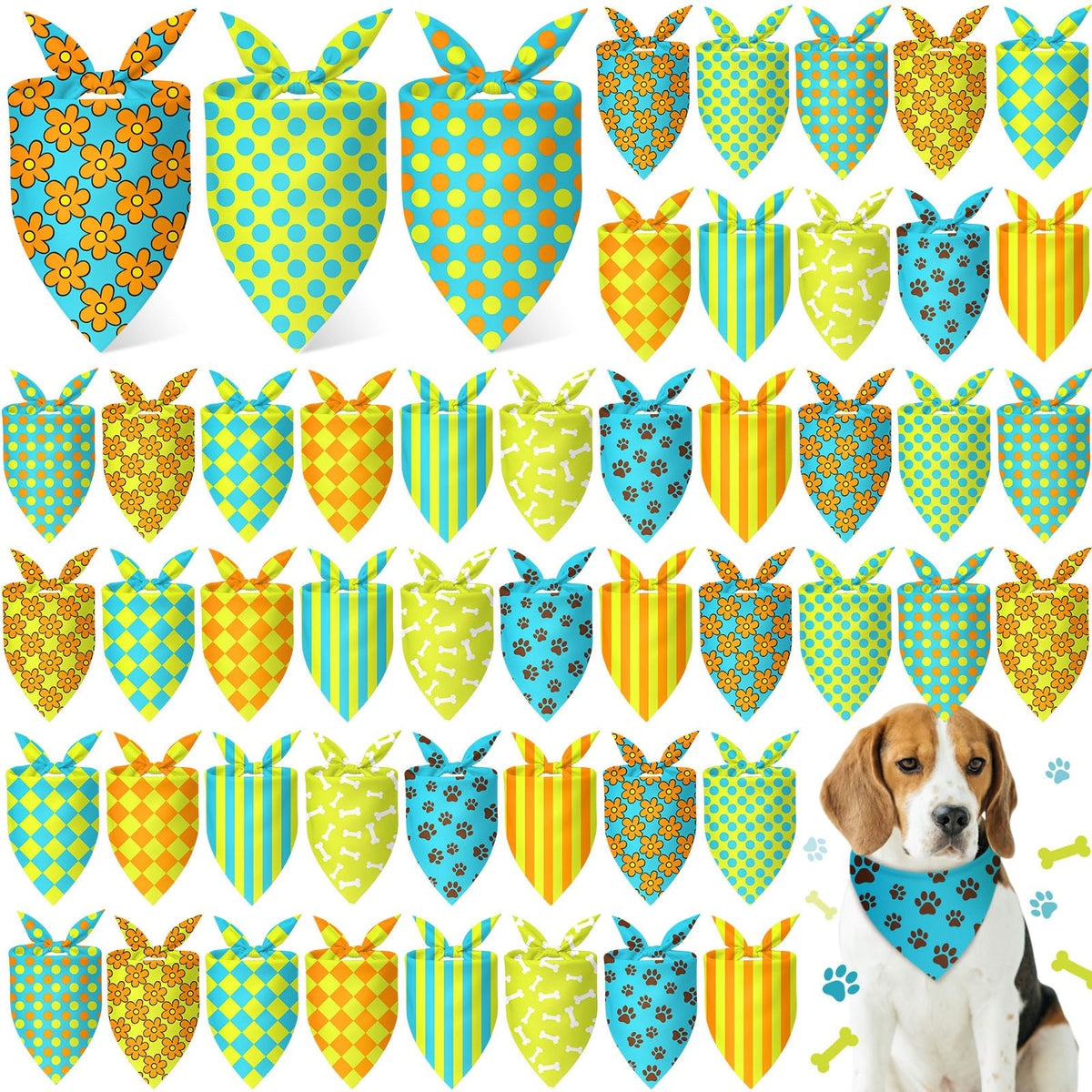 Weewooday 50 Pcs Fall Dog Bandanas Bulk for Autumn Pet Soft Bibs Adjustable Squirrel Fox Hedgehog Kerchief Bandana for Small Medium Large Grooming Accessories (Fall Animals, 25.6 x 17.7 x 17.7 Inch)
