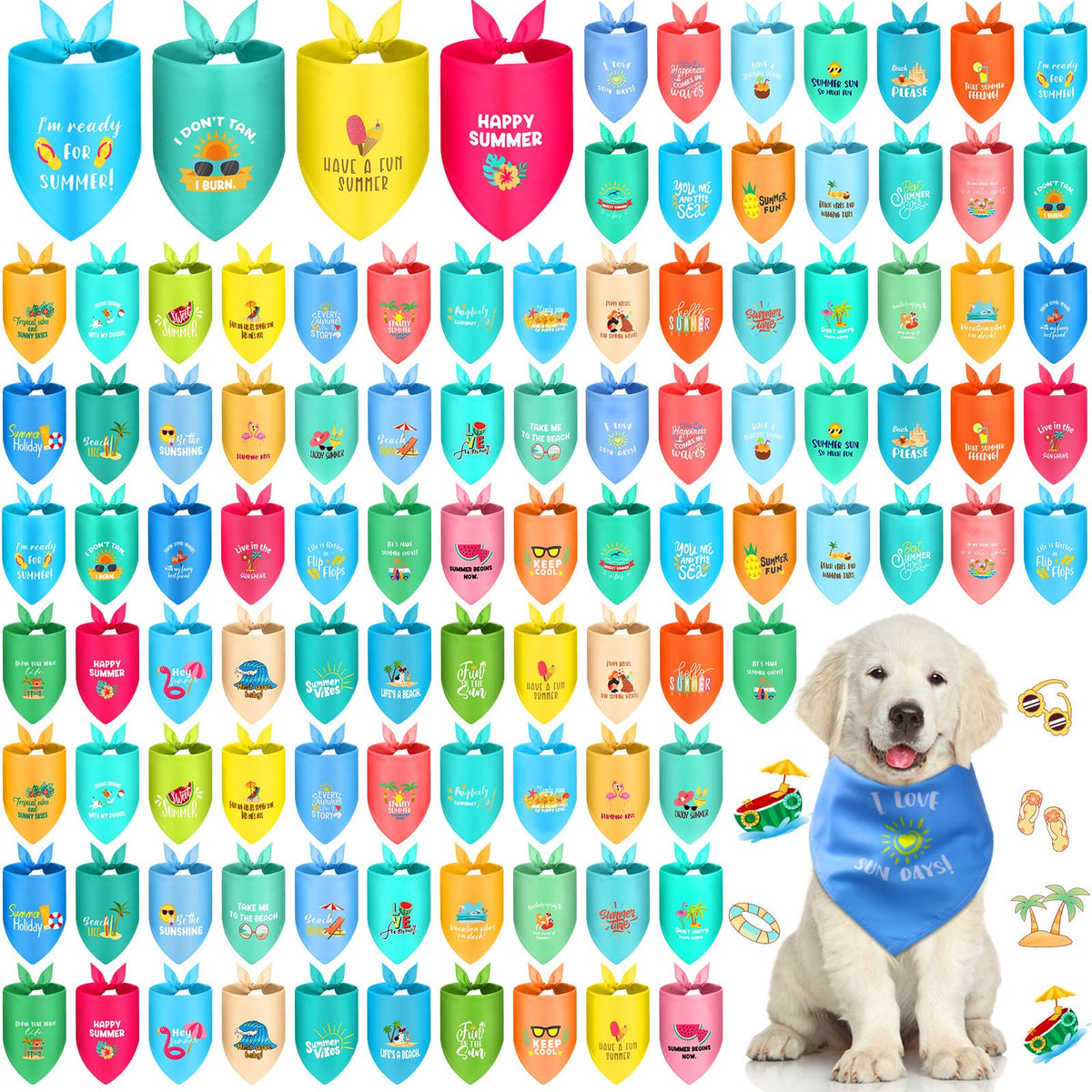 100 Pcs Fall & Thanksgiving Dog Bandanas Bulk with Holiday Sayings, Washable Adjustable Pet Triangle Scarf Bibs, Autumn Grooming Accessories for Small Medium Large Dogs Cats Costume Decor